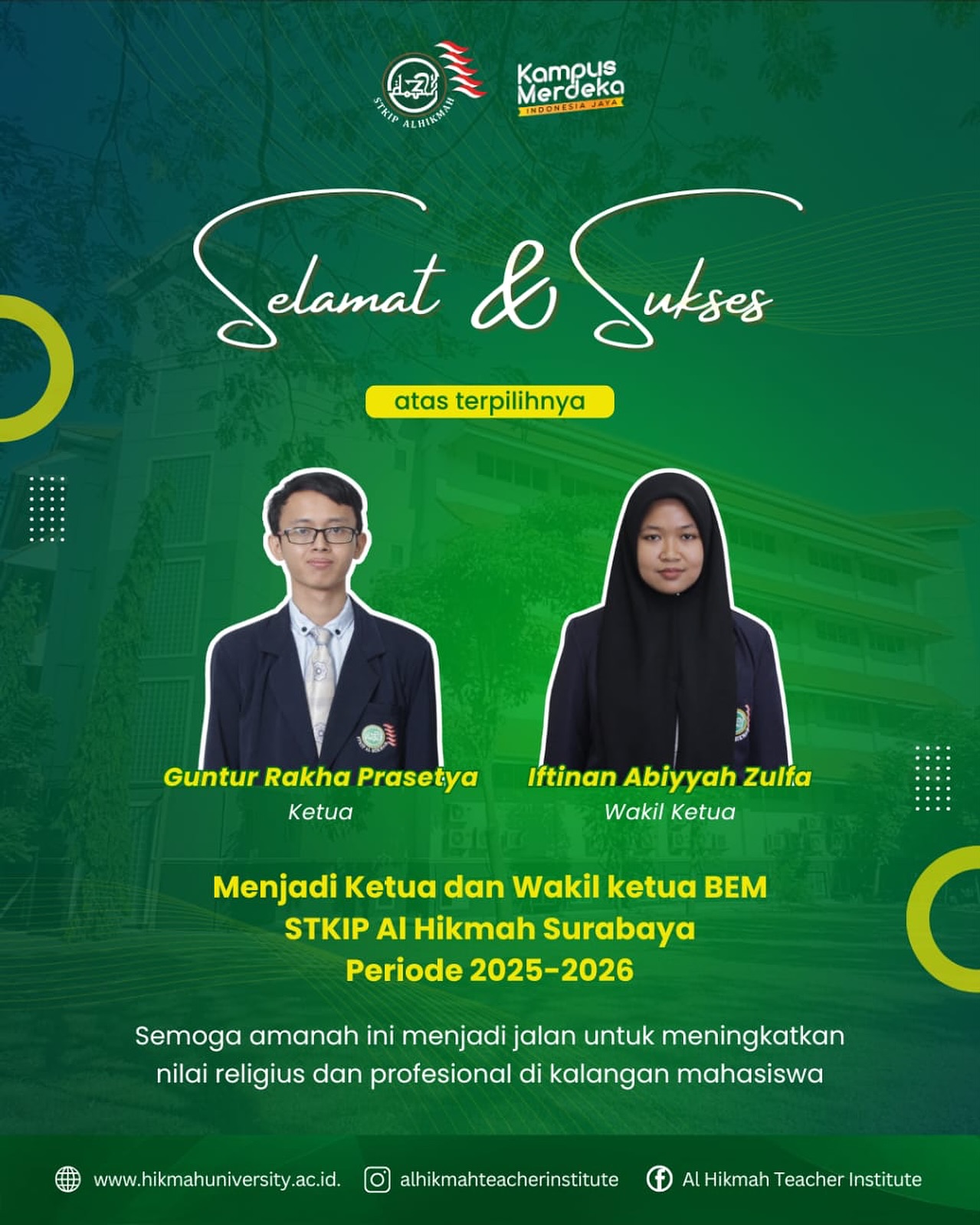 Ketua BEM STKIP Al Hikmah Surabaya Guntur dan Iftinan